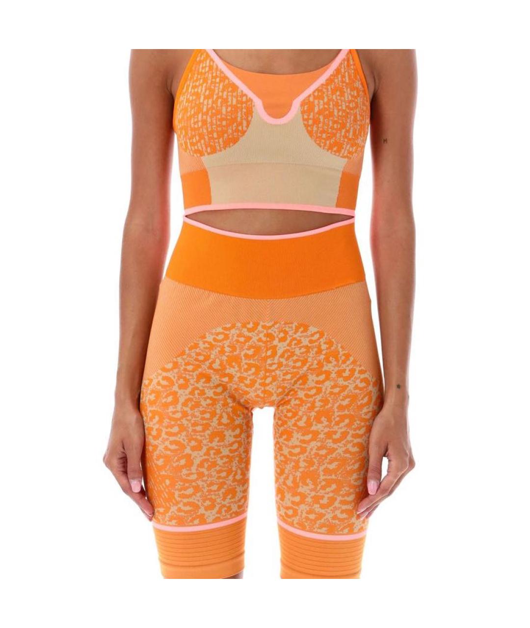 ADIDAS BY STELLA MCCARTNEY Оранжевое хлопко-эластановые спортивные брюки и шорты, фото 4