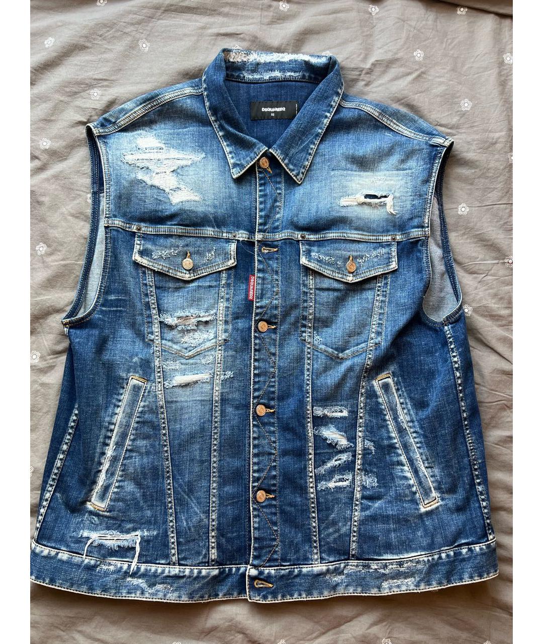 DSQUARED2 Синий деним жилет, фото 9