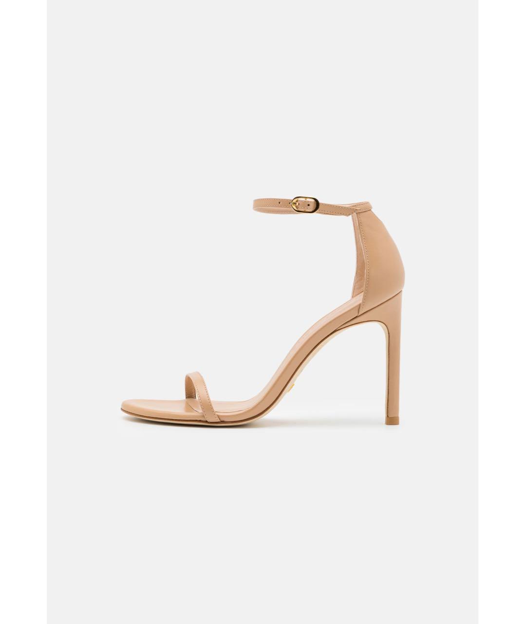 STUART WEITZMAN Бежевые босоножки из лакированной кожи, фото 9