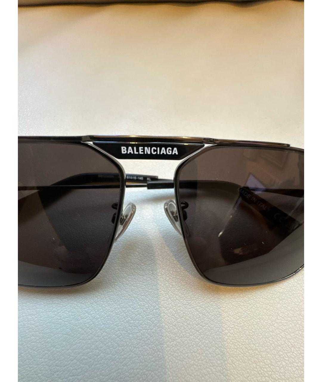 BALENCIAGA Черные металлические солнцезащитные очки, фото 5