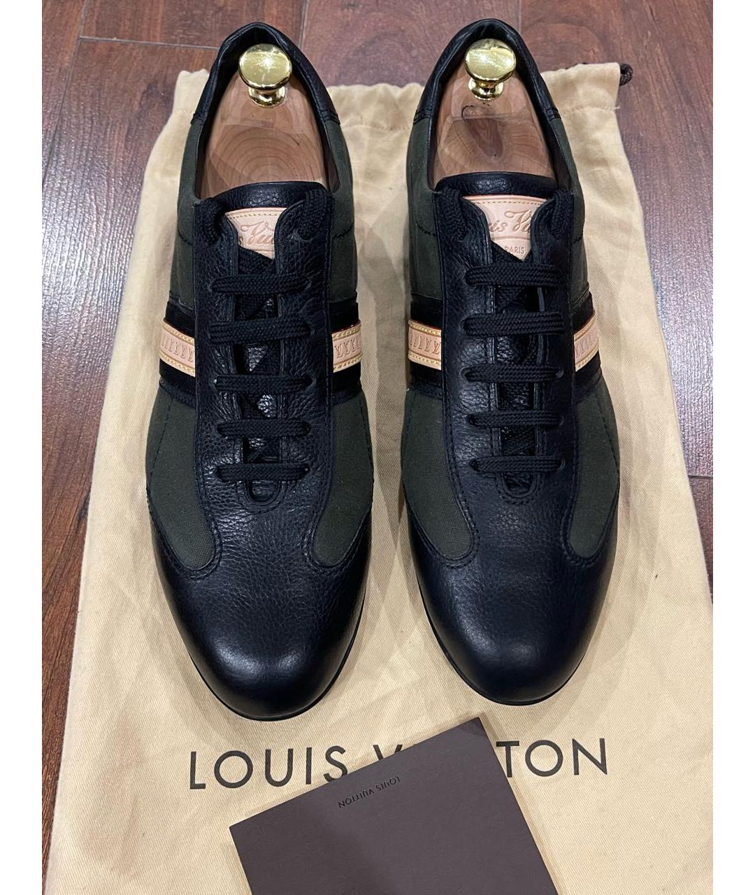 LOUIS VUITTON Хаки текстильные низкие кроссовки / кеды, фото 3