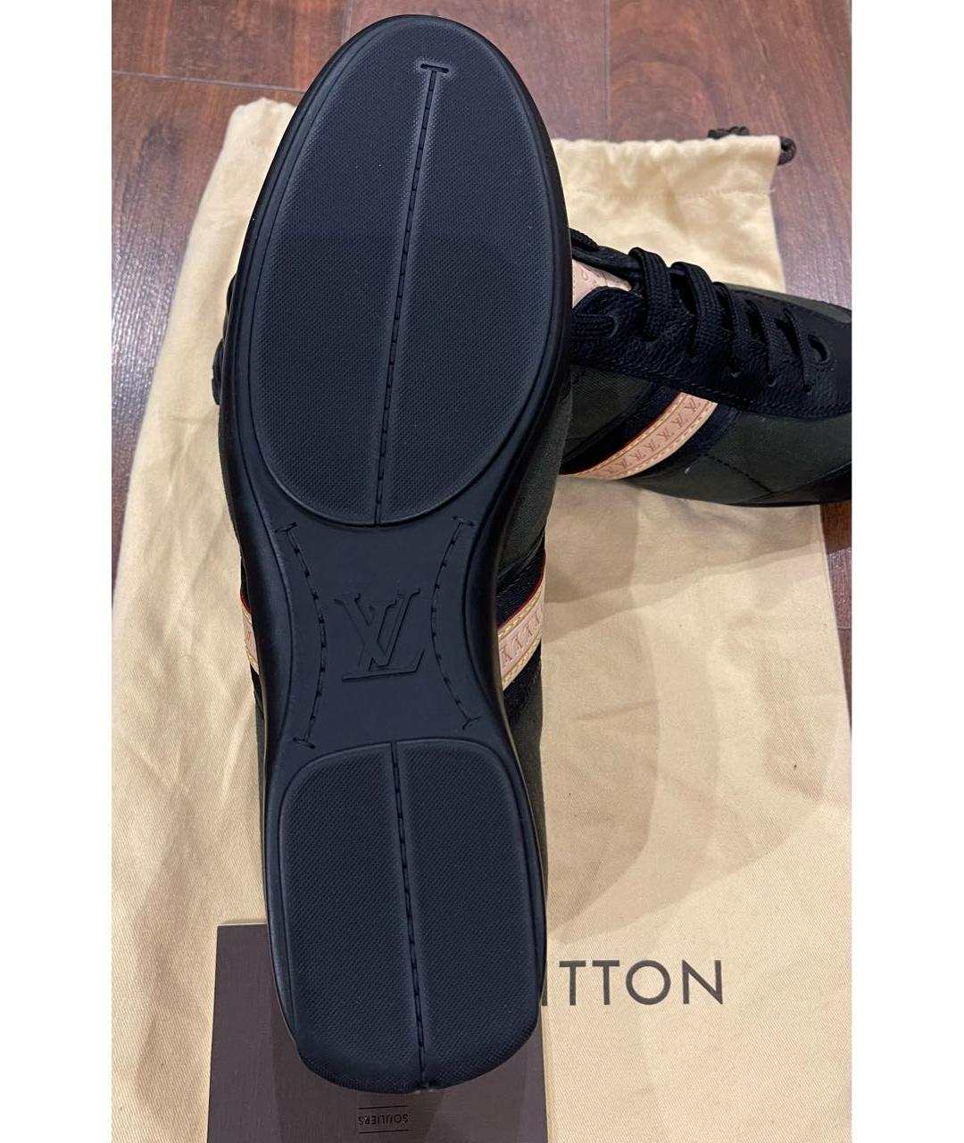 LOUIS VUITTON Хаки текстильные низкие кроссовки / кеды, фото 6