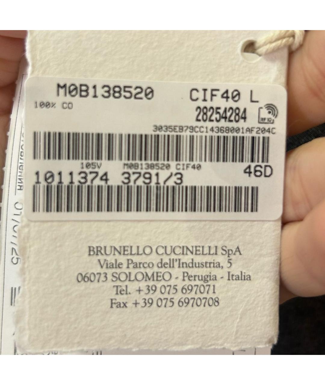 BRUNELLO CUCINELLI Серая хлопковая футболка, фото 7