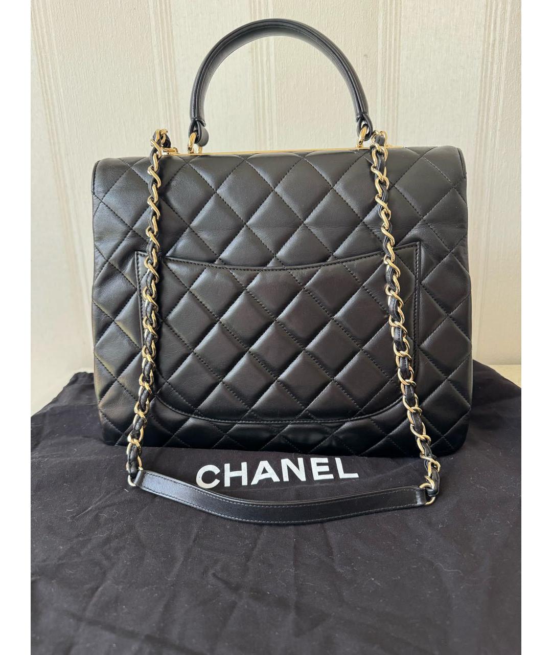 CHANEL Черная кожаная сумка с короткими ручками, фото 2