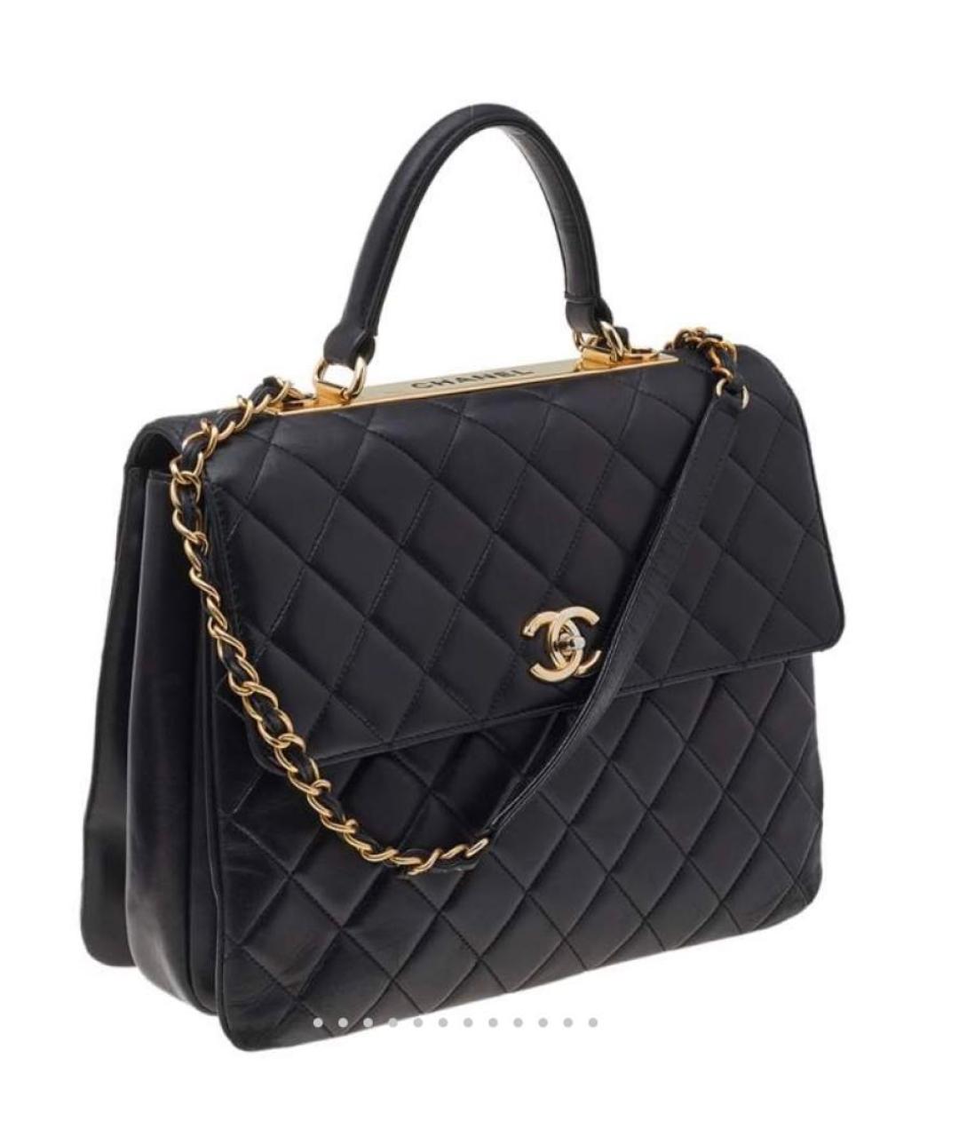 CHANEL Черная кожаная сумка с короткими ручками, фото 6
