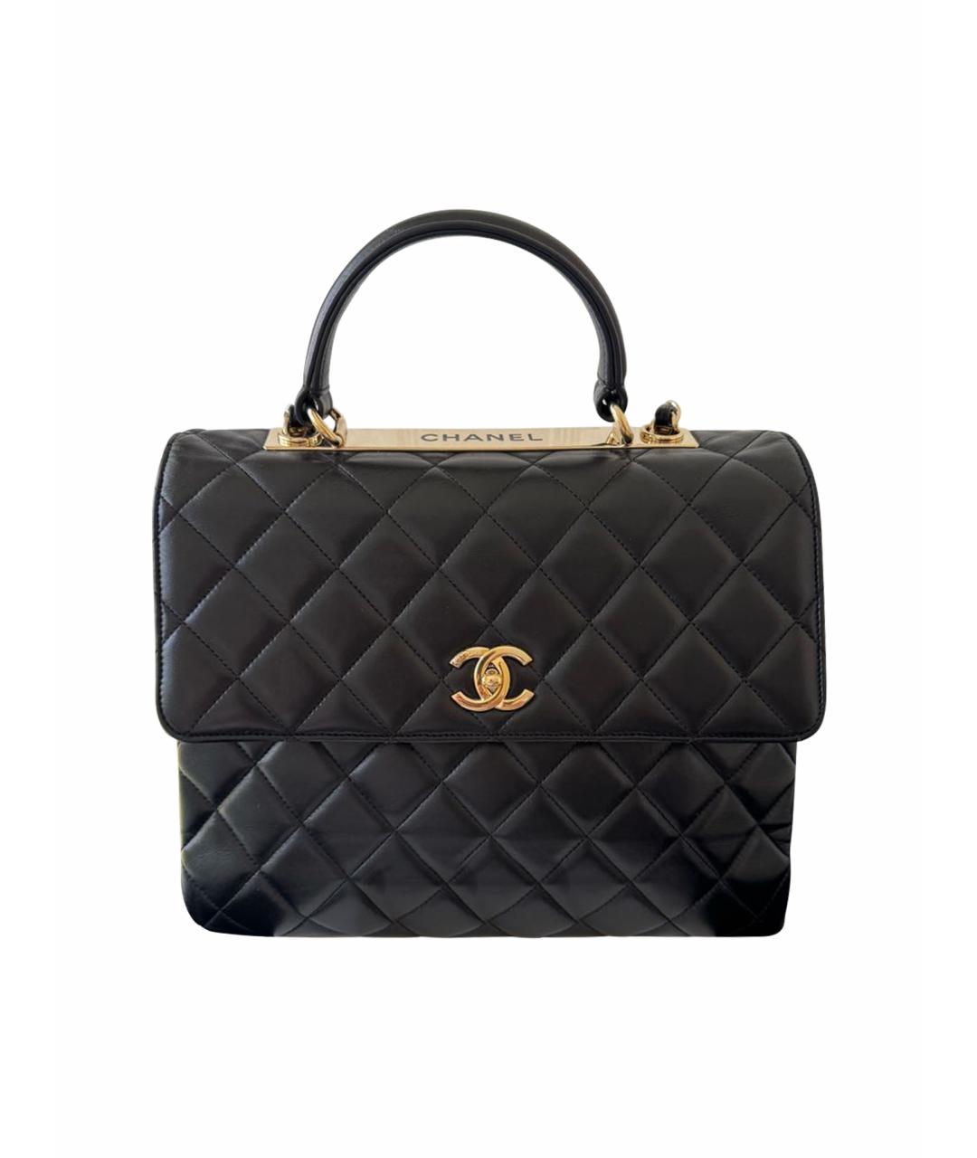 CHANEL Черная кожаная сумка с короткими ручками, фото 1