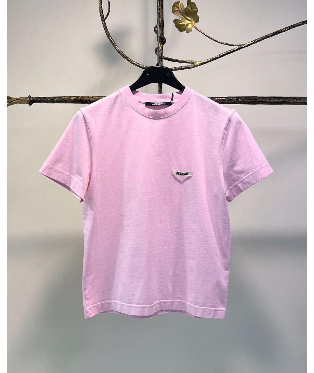 JACQUEMUS Розовая хлопковая футболка, фото 6