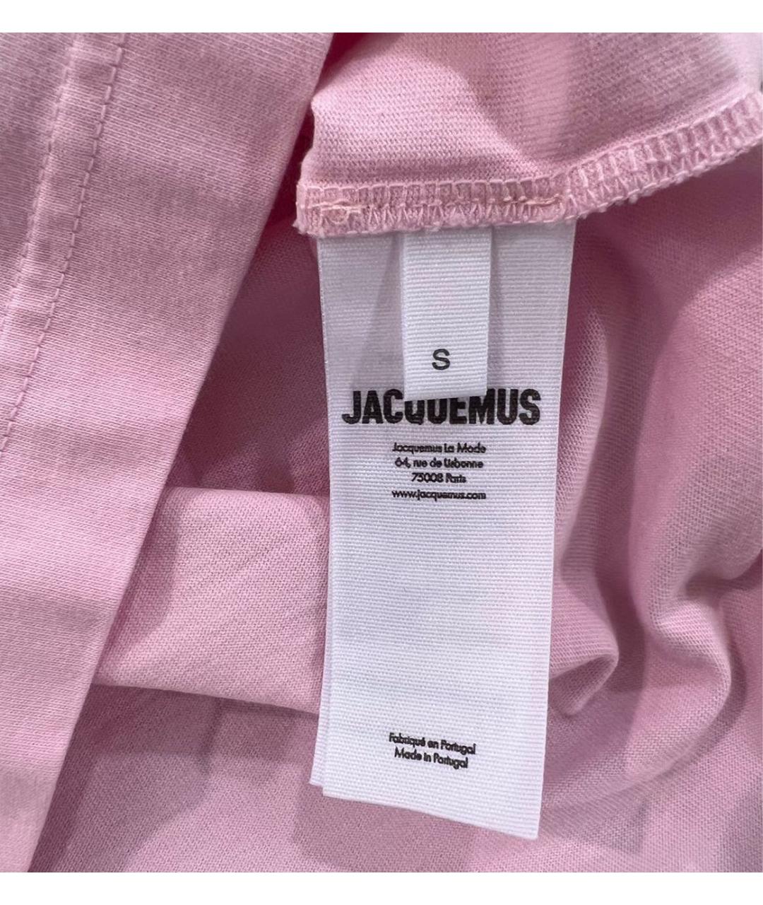 JACQUEMUS Розовая хлопковая футболка, фото 4