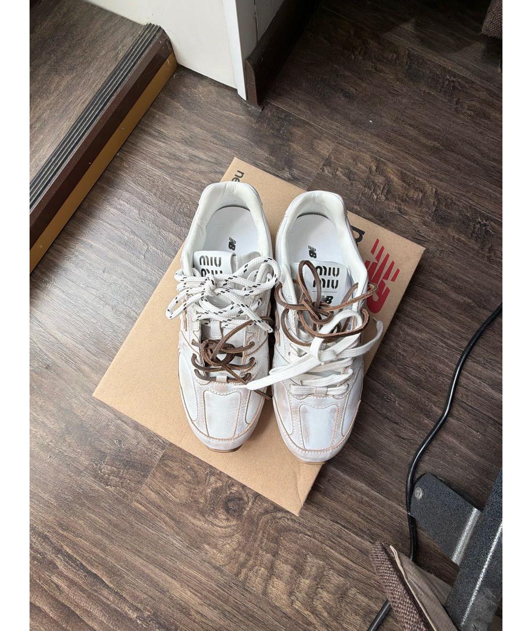 MIU MIU Белые кожаные кеды, фото 2