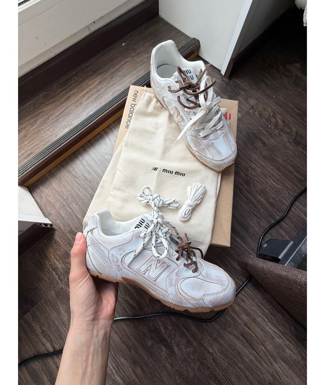 MIU MIU Белые кожаные кеды, фото 5
