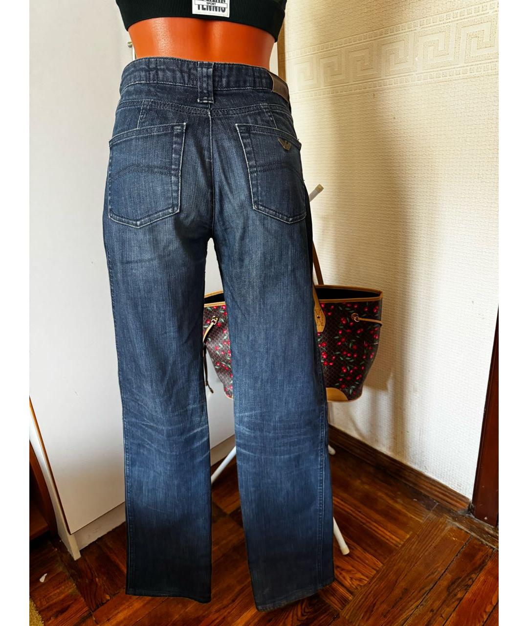 ARMANI JEANS Темно-синие хлопко-эластановые джинсы клеш, фото 2
