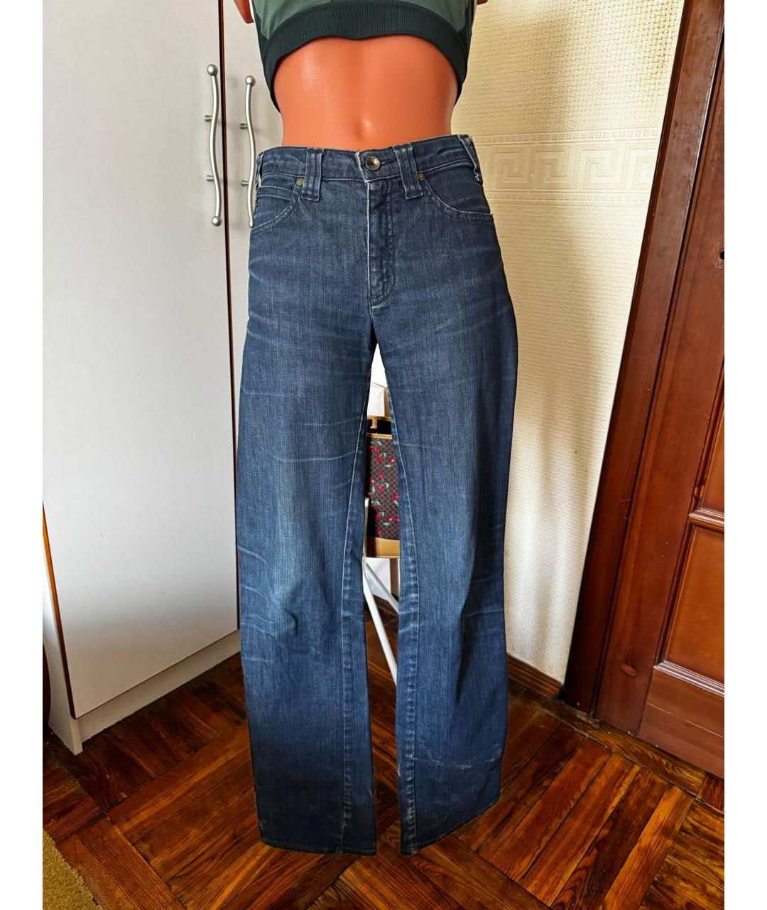 ARMANI JEANS Темно-синие хлопко-эластановые джинсы клеш, фото 8