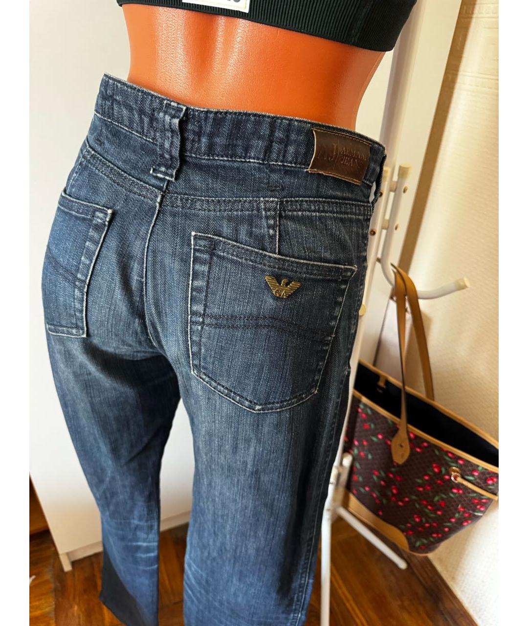 ARMANI JEANS Темно-синие хлопко-эластановые джинсы клеш, фото 4