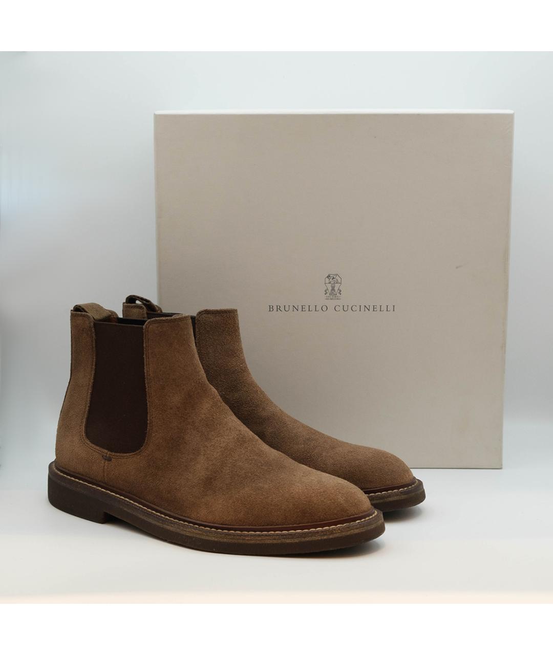 BRUNELLO CUCINELLI Коричневые замшевые высокие ботинки, фото 9