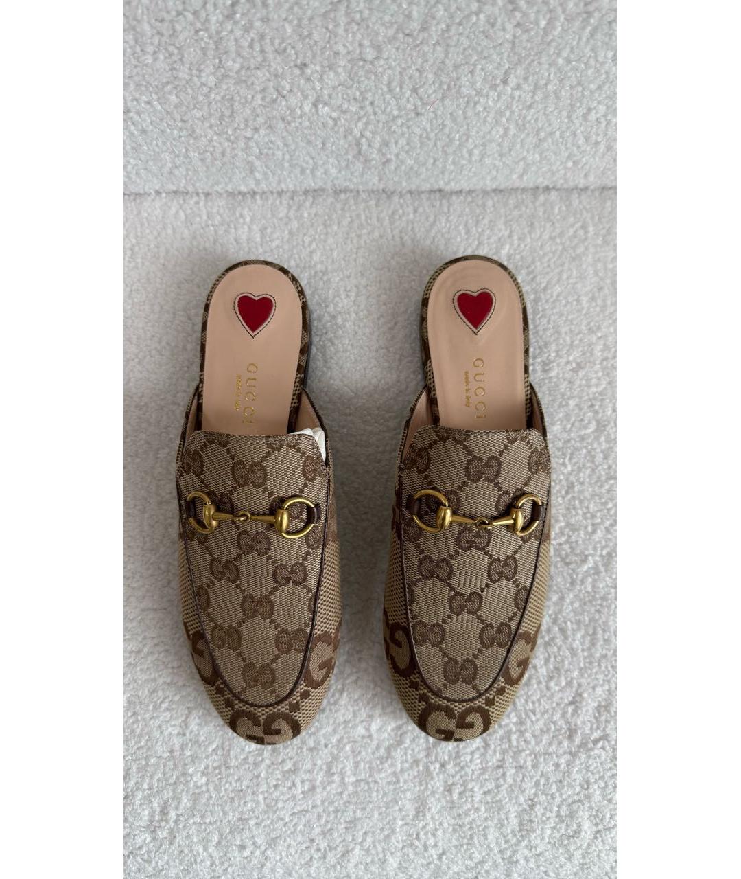 GUCCI Бежевые текстильные мюли, фото 3