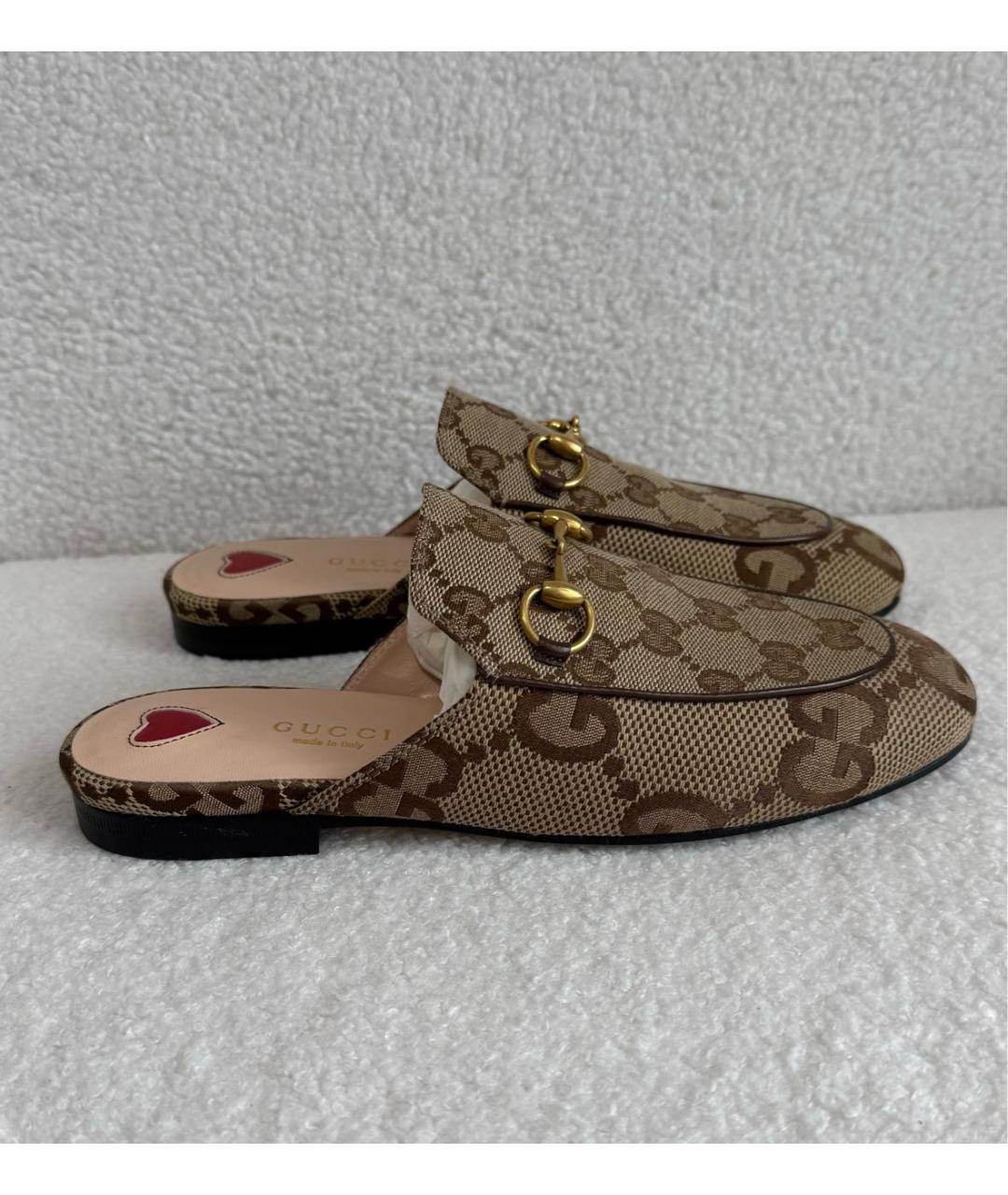 GUCCI Бежевые текстильные мюли, фото 6