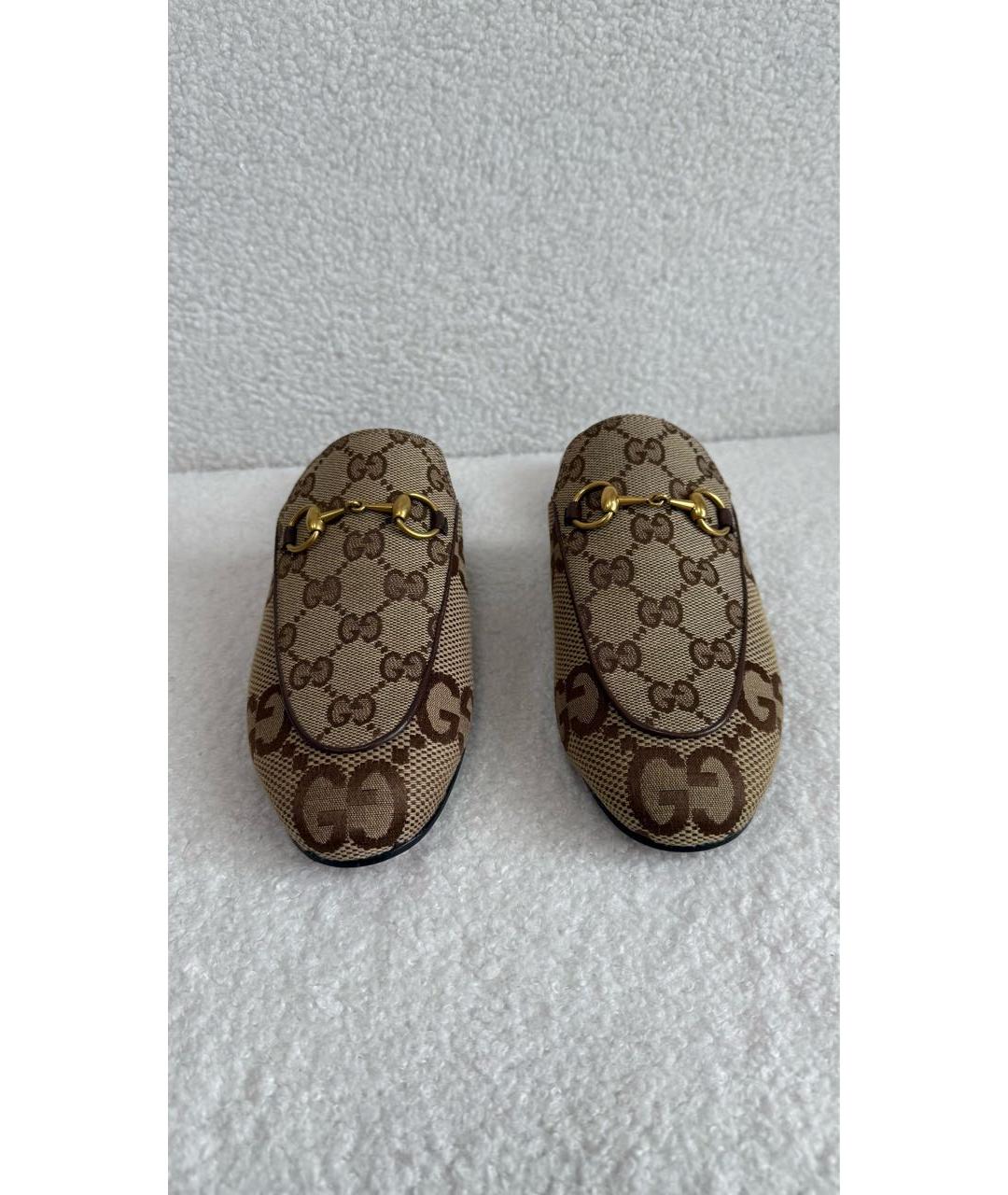 GUCCI Бежевые текстильные мюли, фото 2