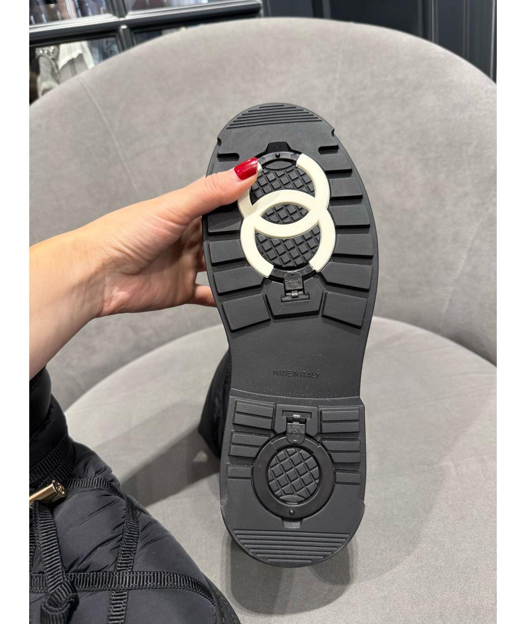 CHANEL Черные текстильные сапоги, фото 5