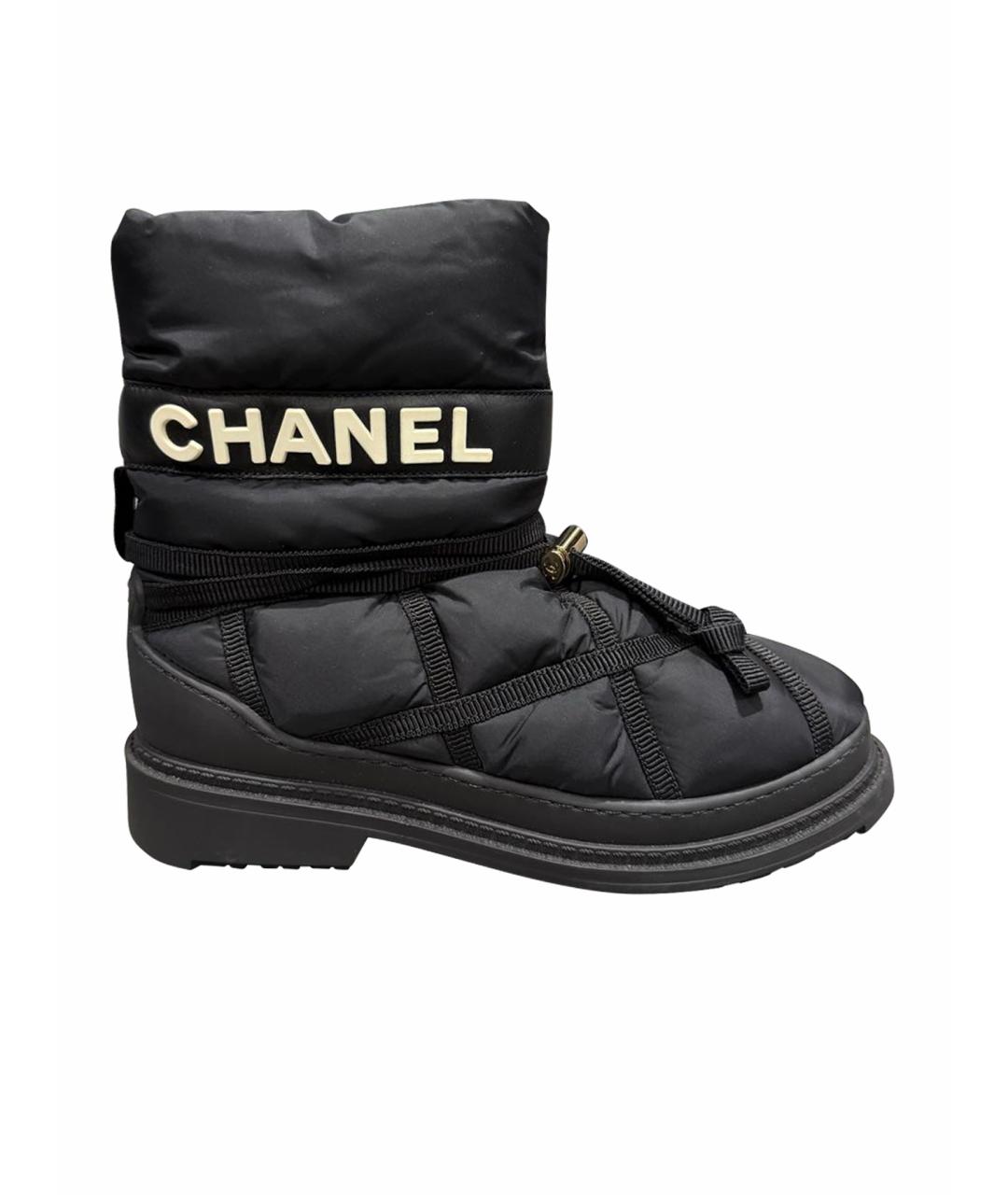 CHANEL Черные текстильные сапоги, фото 1
