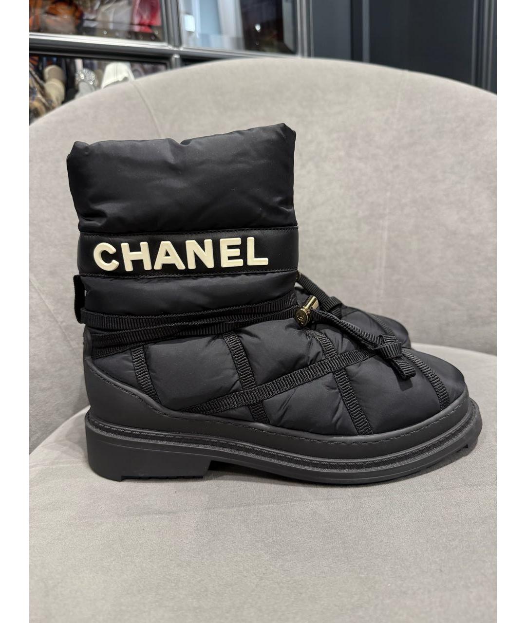 CHANEL Черные текстильные сапоги, фото 7