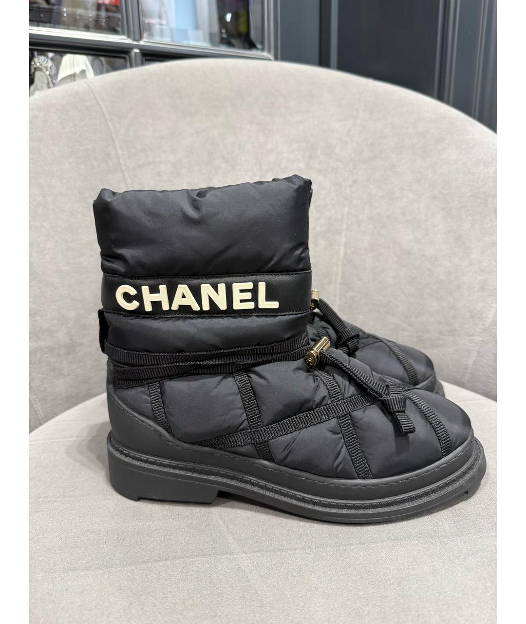 CHANEL Черные текстильные сапоги, фото 6