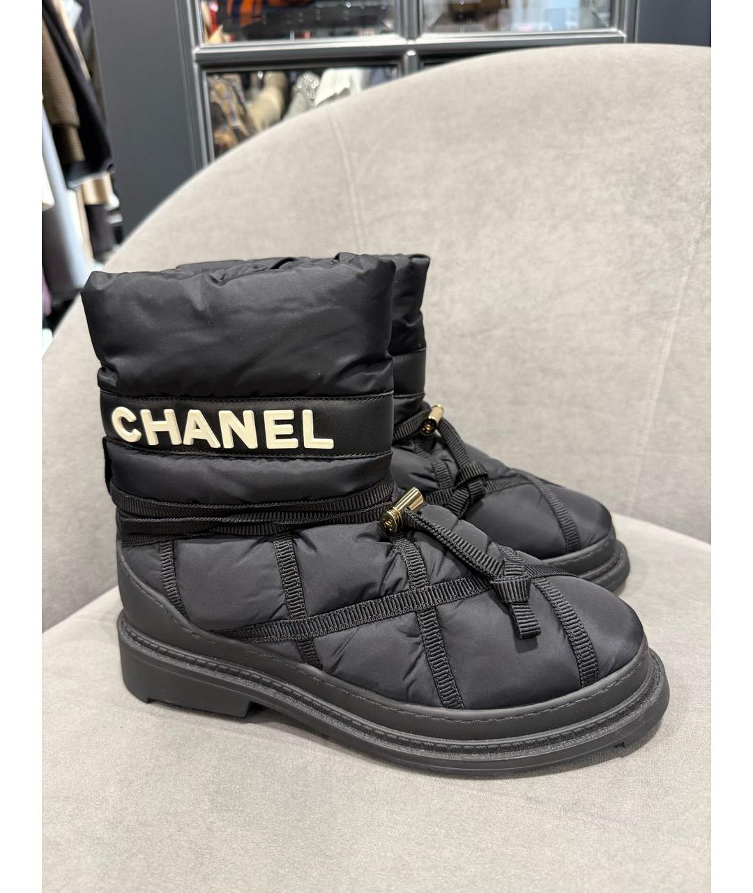 CHANEL Черные текстильные сапоги, фото 2