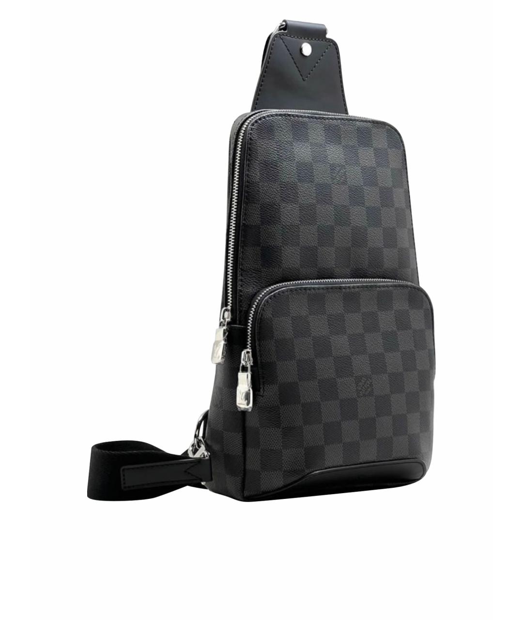 LOUIS VUITTON Антрацитовая кожаная барсетка, фото 1