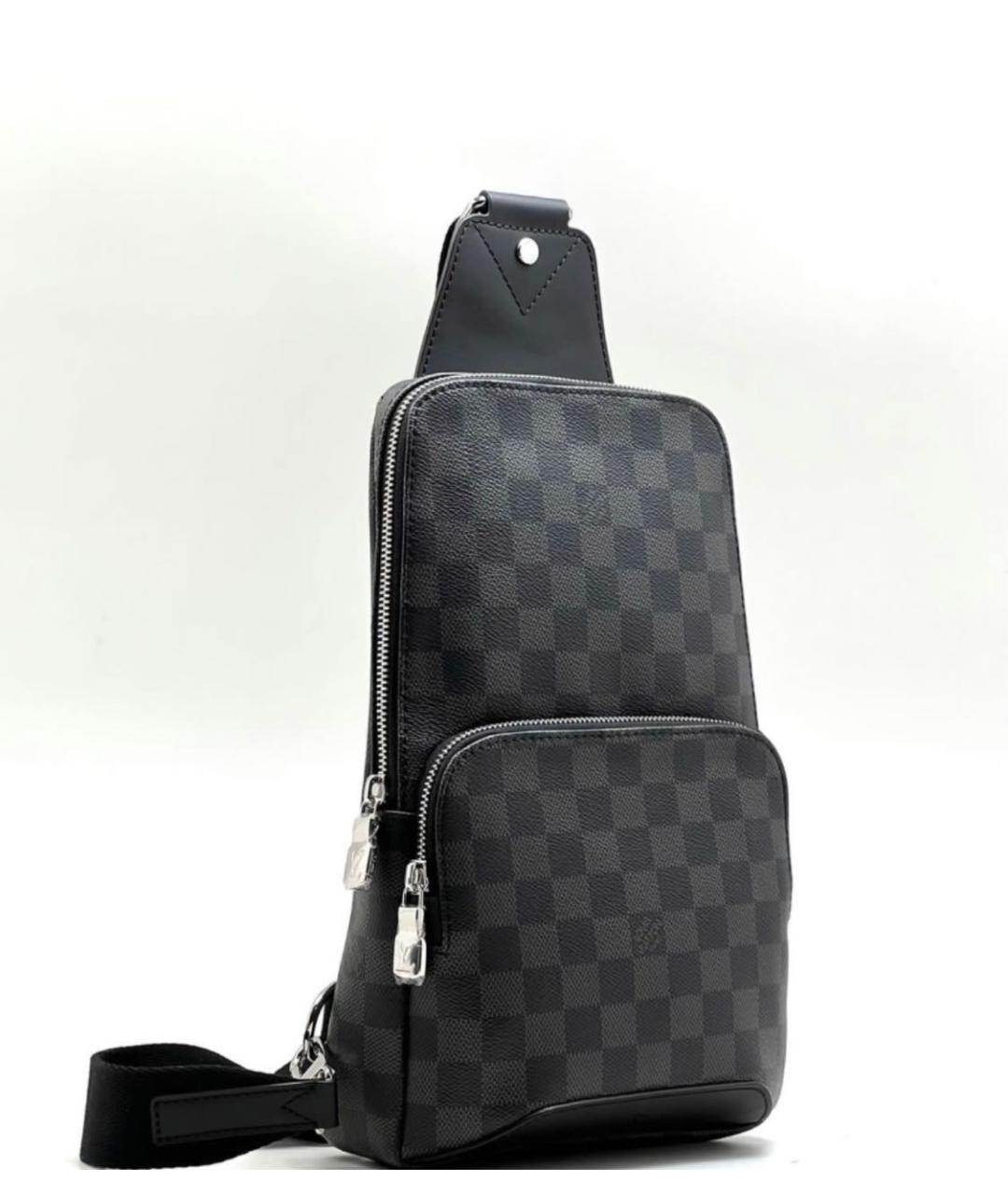 LOUIS VUITTON Антрацитовая кожаная барсетка, фото 5