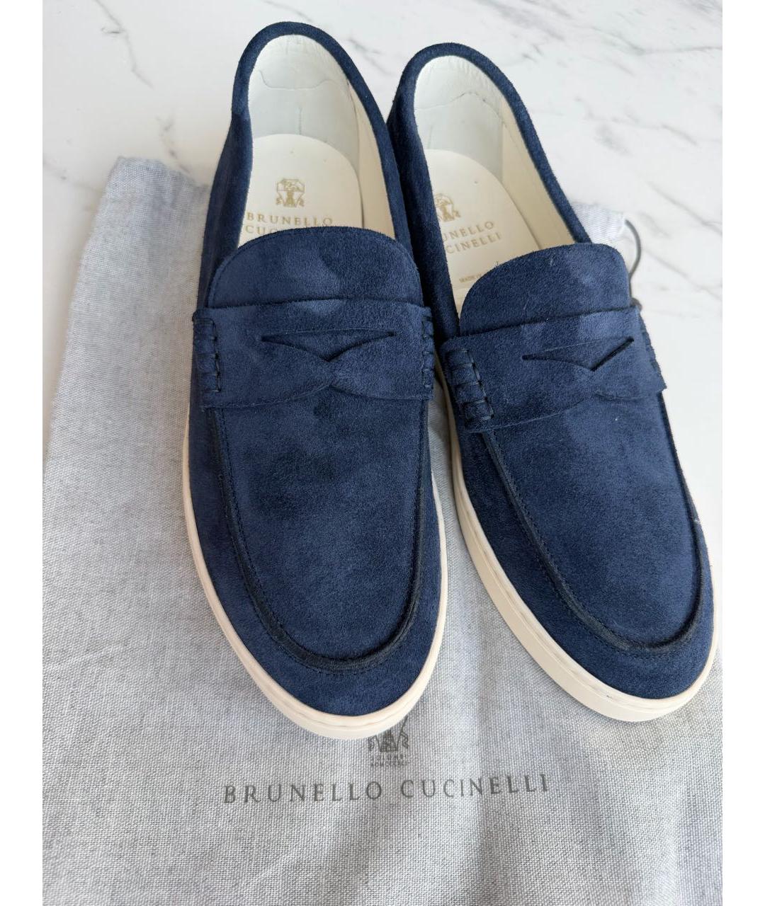 BRUNELLO CUCINELLI Темно-синие замшевые лоферы, фото 5
