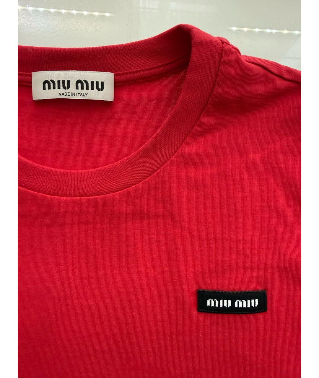 MIU MIU Красная хлопковая футболка, фото 3