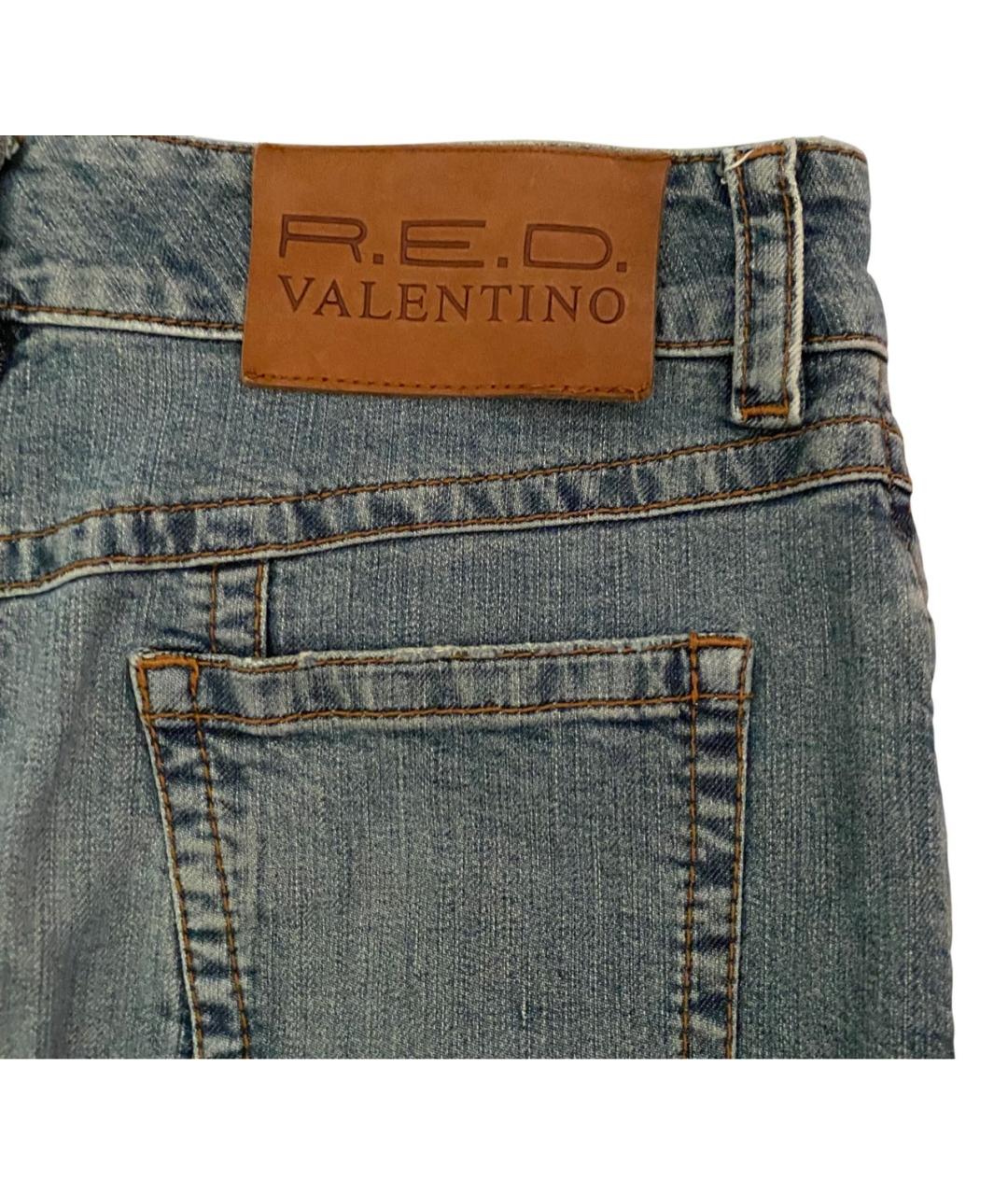 RED VALENTINO Голубая хлопко-эластановая юбка миди, фото 5