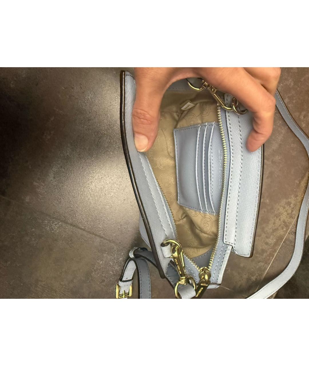 MICHAEL KORS Голубая кожаная сумка через плечо, фото 4