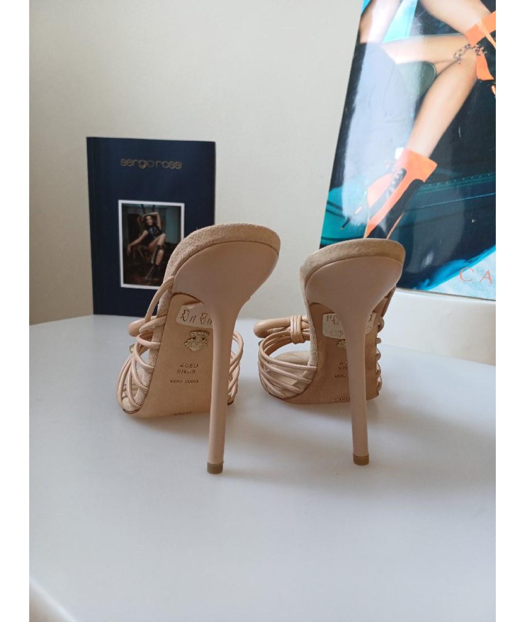 BALLY Бежевые кожаные сабо, фото 8