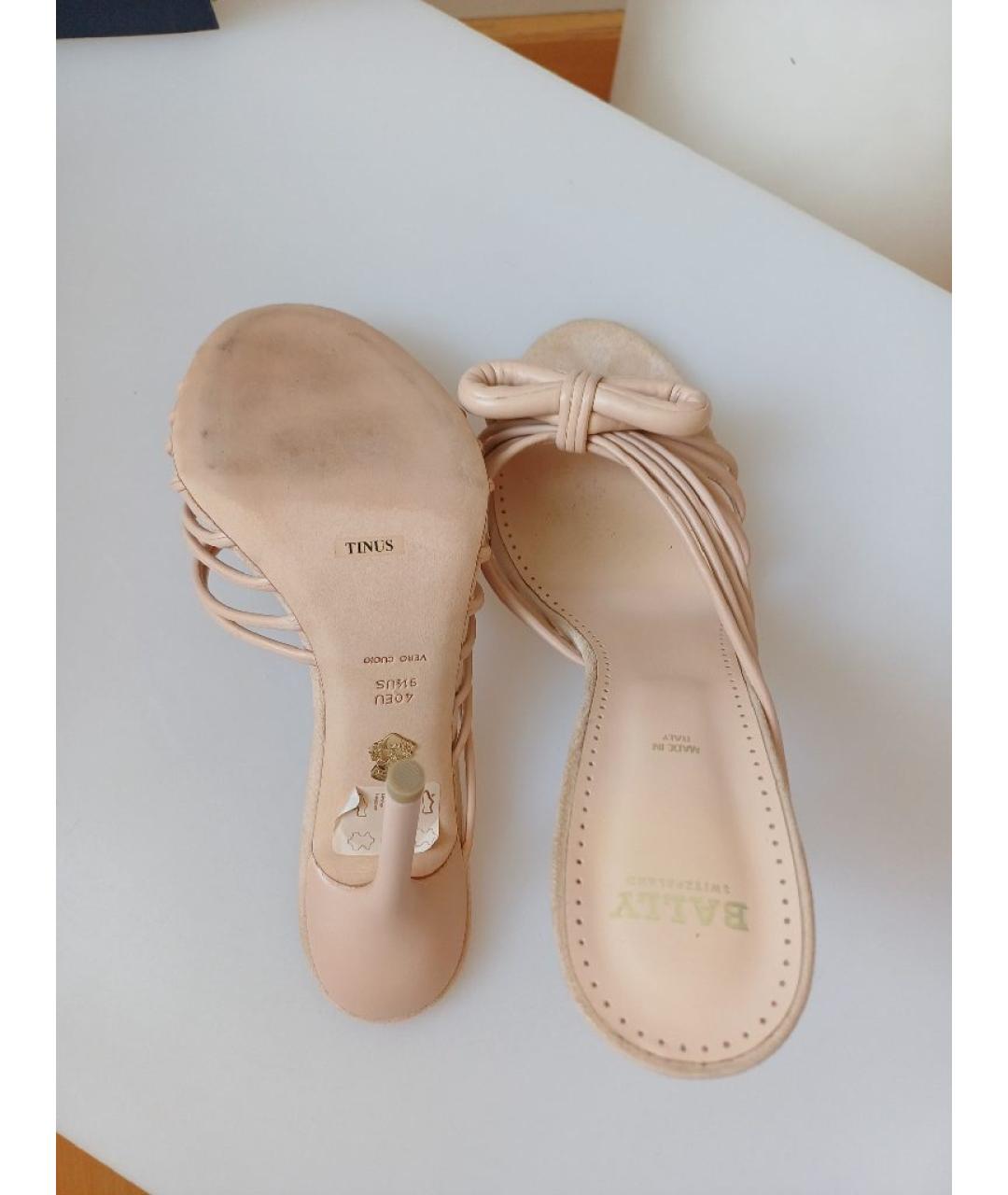 BALLY Бежевые кожаные сабо, фото 9
