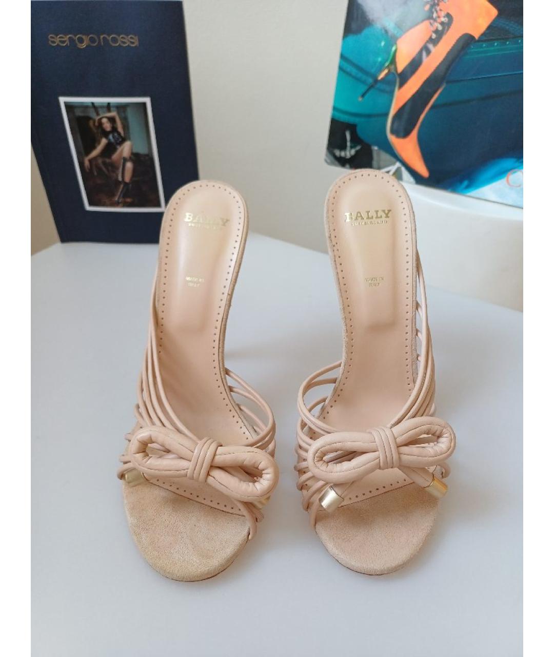 BALLY Бежевые кожаные сабо, фото 7