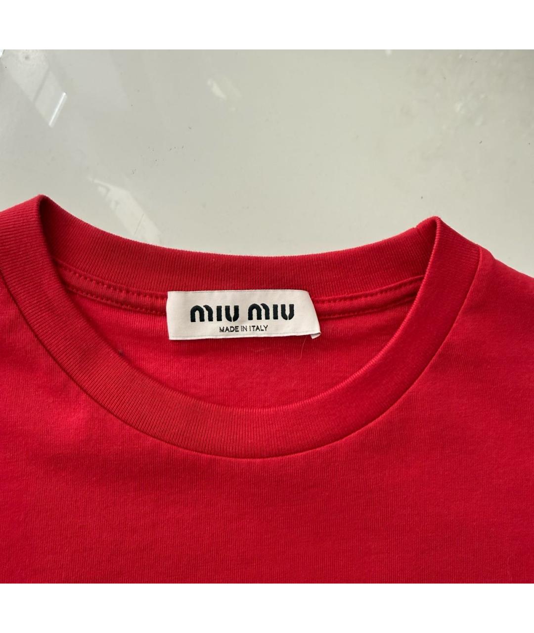 MIU MIU Красная хлопковая футболка, фото 4