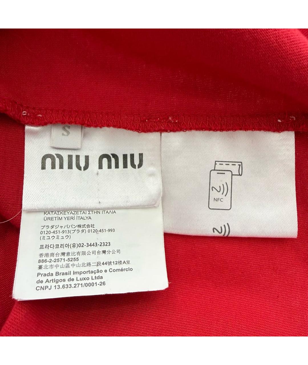 MIU MIU Красная хлопковая футболка, фото 6