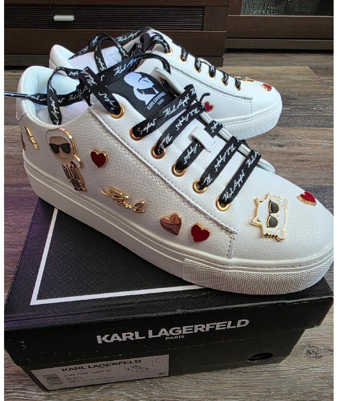 KARL LAGERFELD Белые кожаные кеды, фото 6