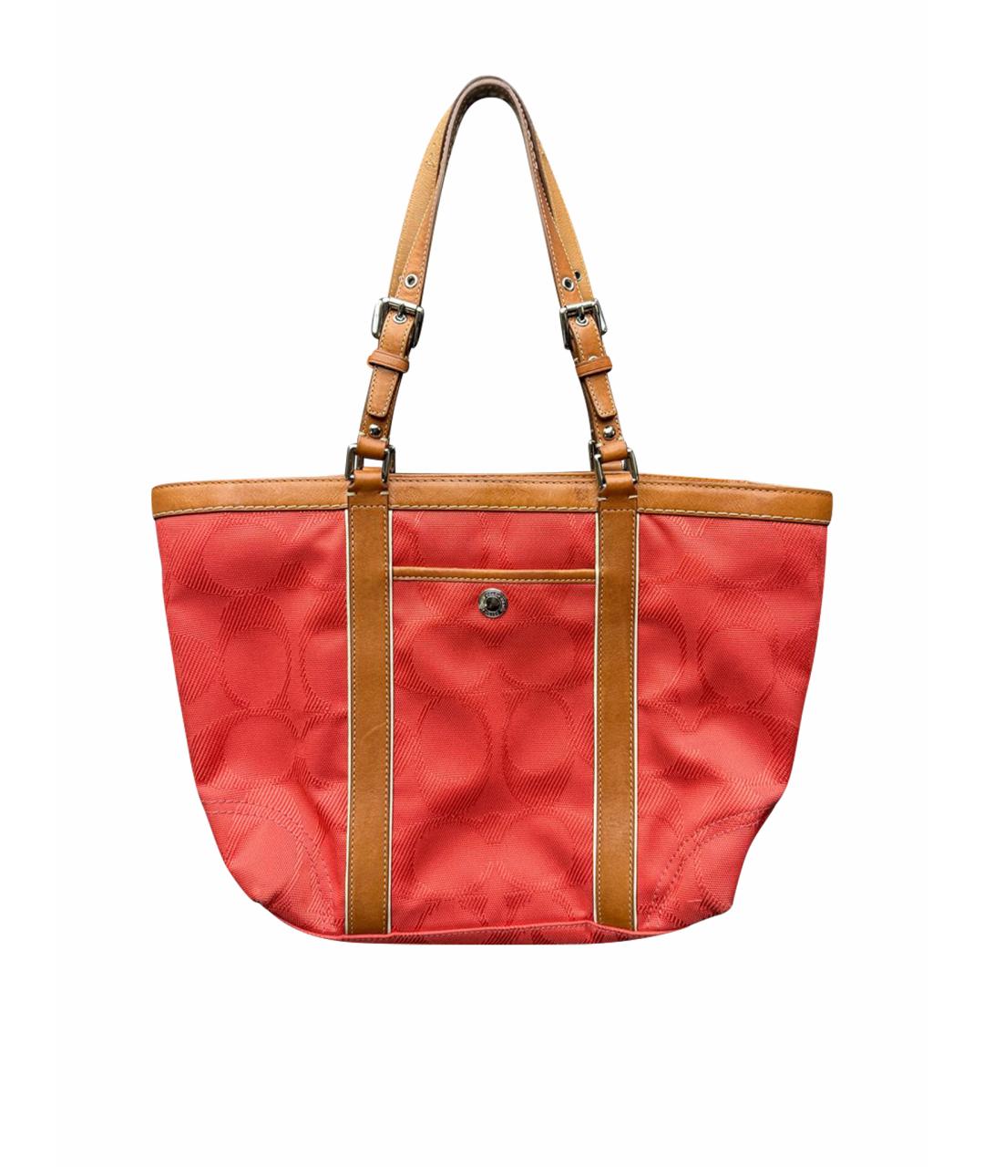 COACH Оранжевая тканевая сумка тоут, фото 1