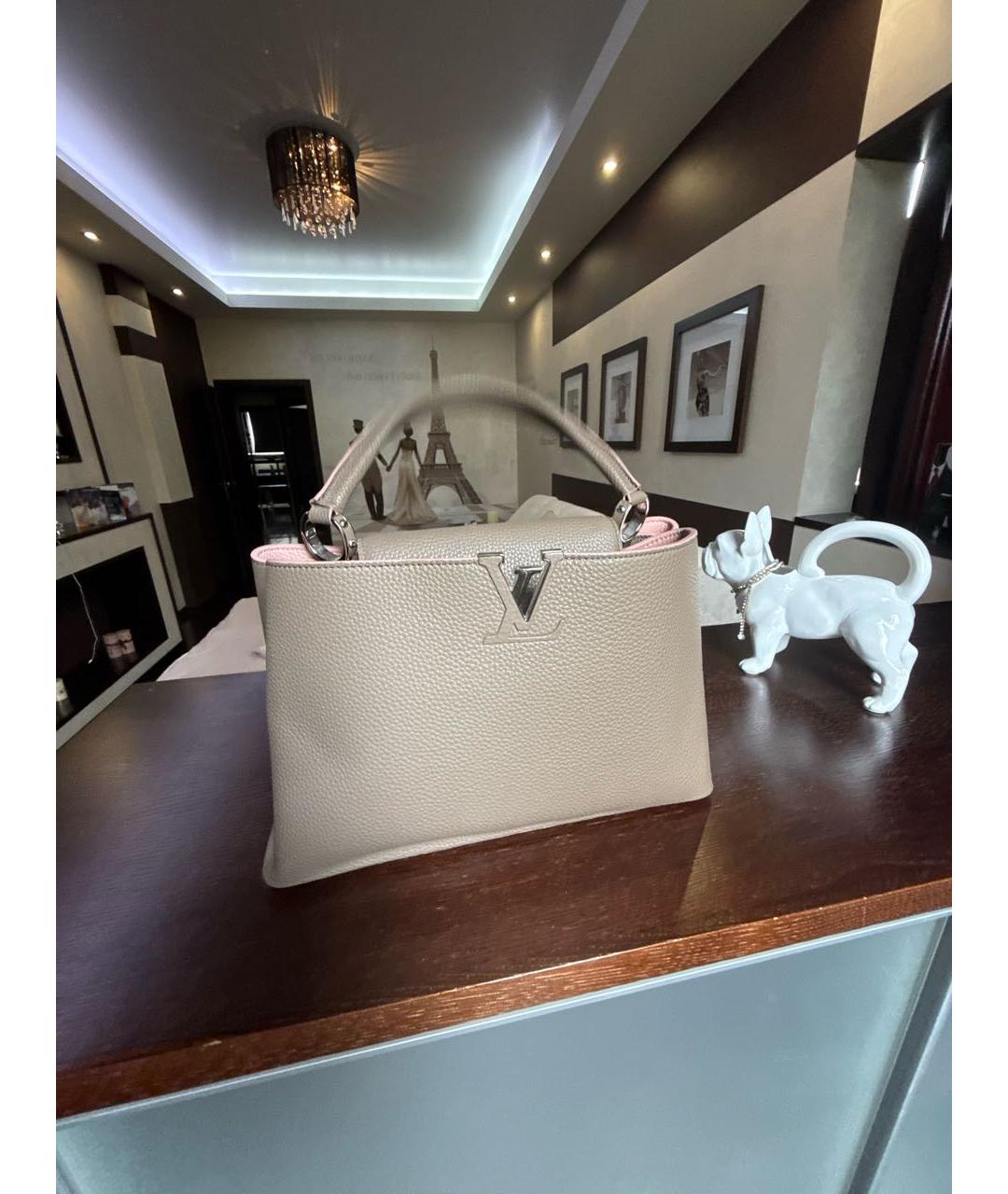 LOUIS VUITTON Коричневая кожаная сумка с короткими ручками, фото 5