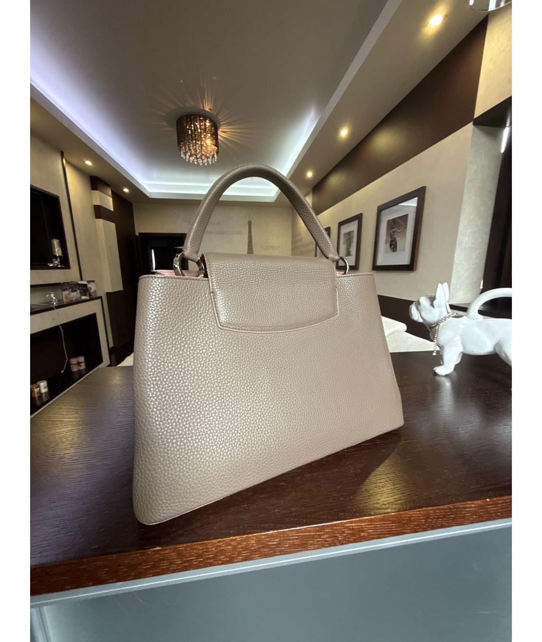 LOUIS VUITTON Коричневая кожаная сумка с короткими ручками, фото 3