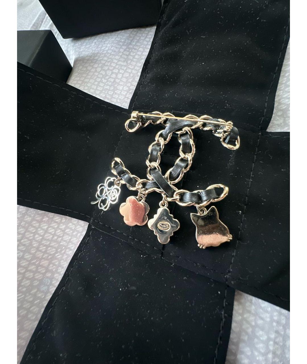 CHANEL Антрацитовая металлическая булавка / брошь, фото 4