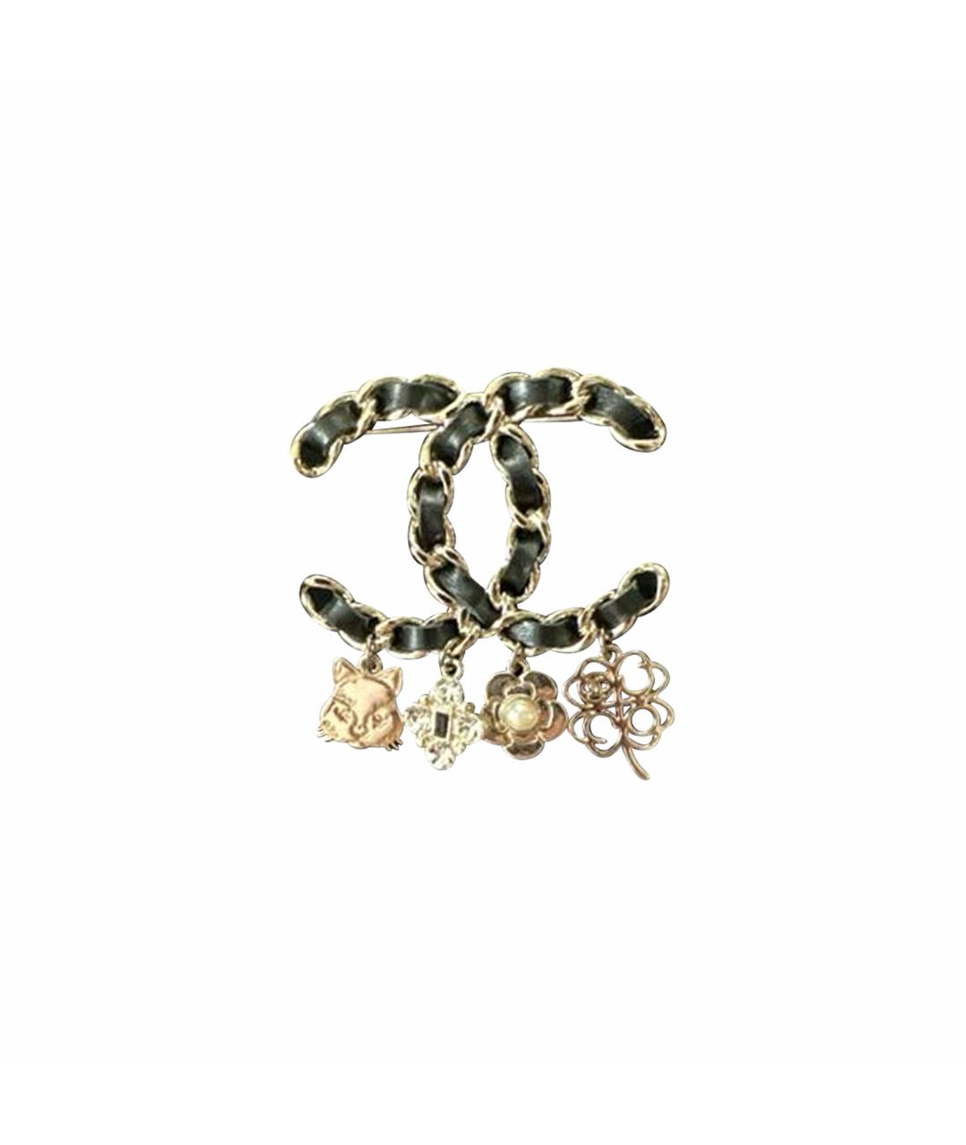 CHANEL Антрацитовая металлическая булавка / брошь, фото 1
