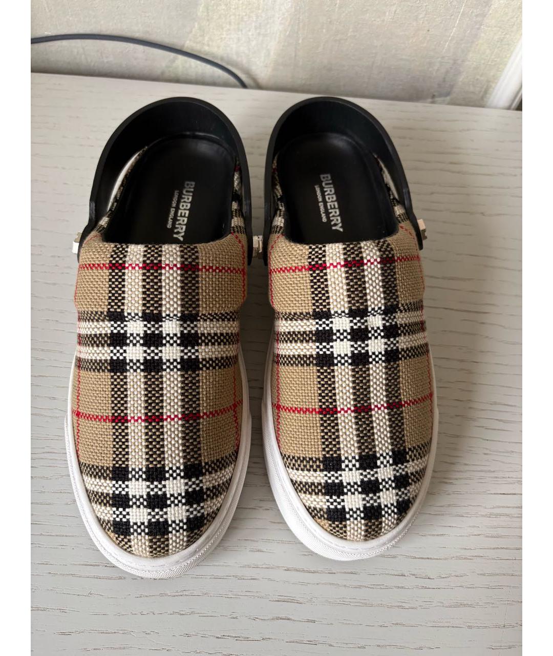 BURBERRY Бежевые текстильные мюли, фото 2