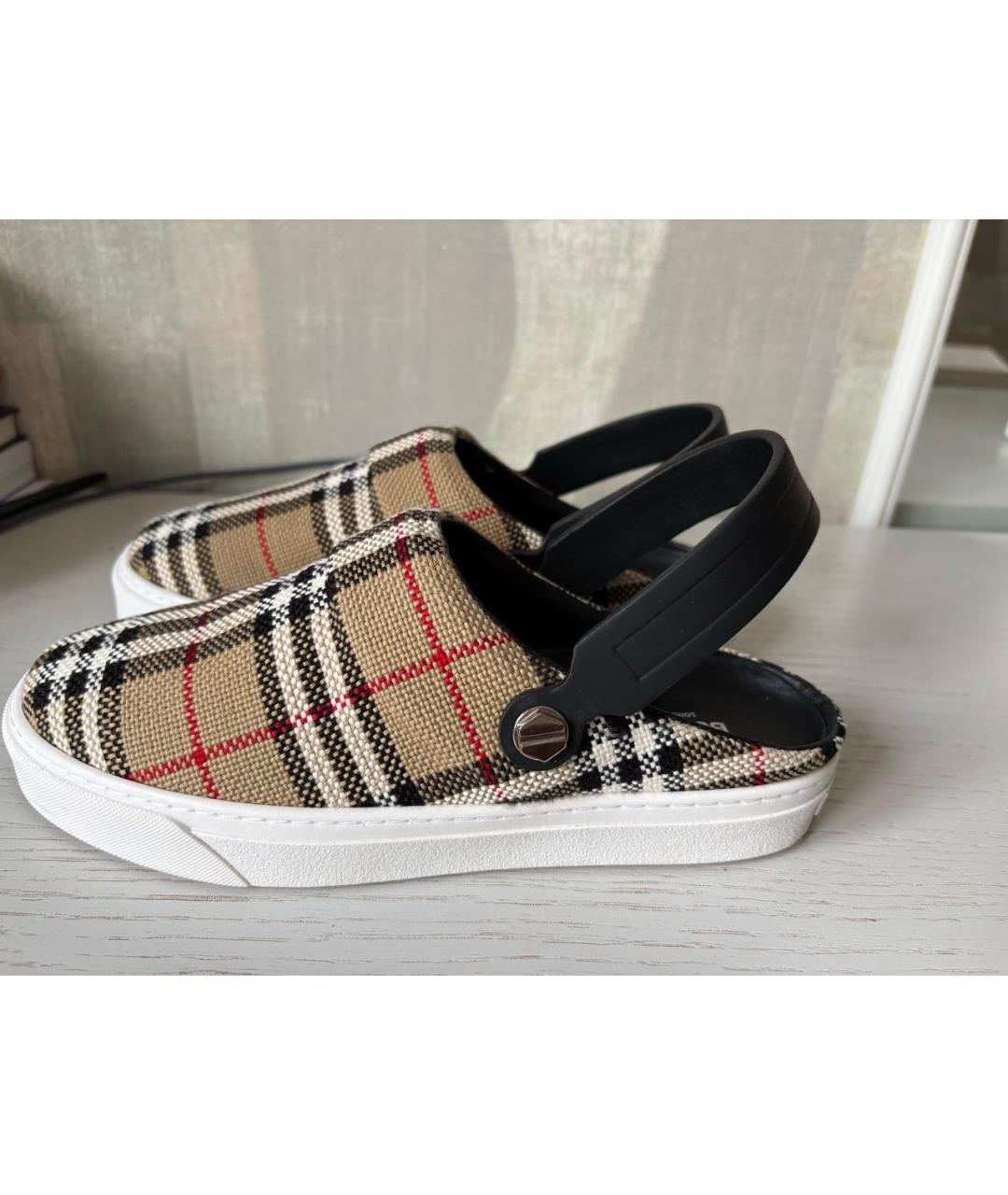 BURBERRY Бежевые текстильные мюли, фото 8
