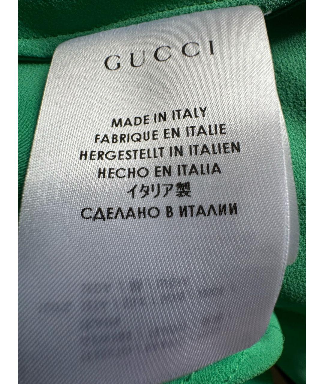 GUCCI Зеленая шелковая блузы, фото 4