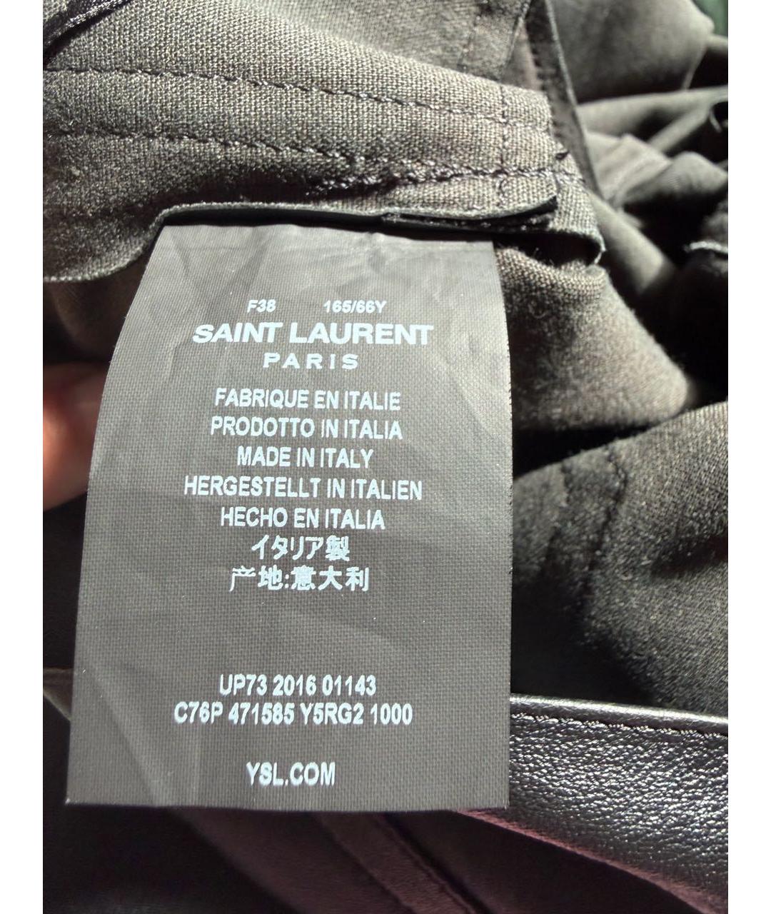 SAINT LAURENT Черные кожаные леггинсы и велосипедки, фото 6