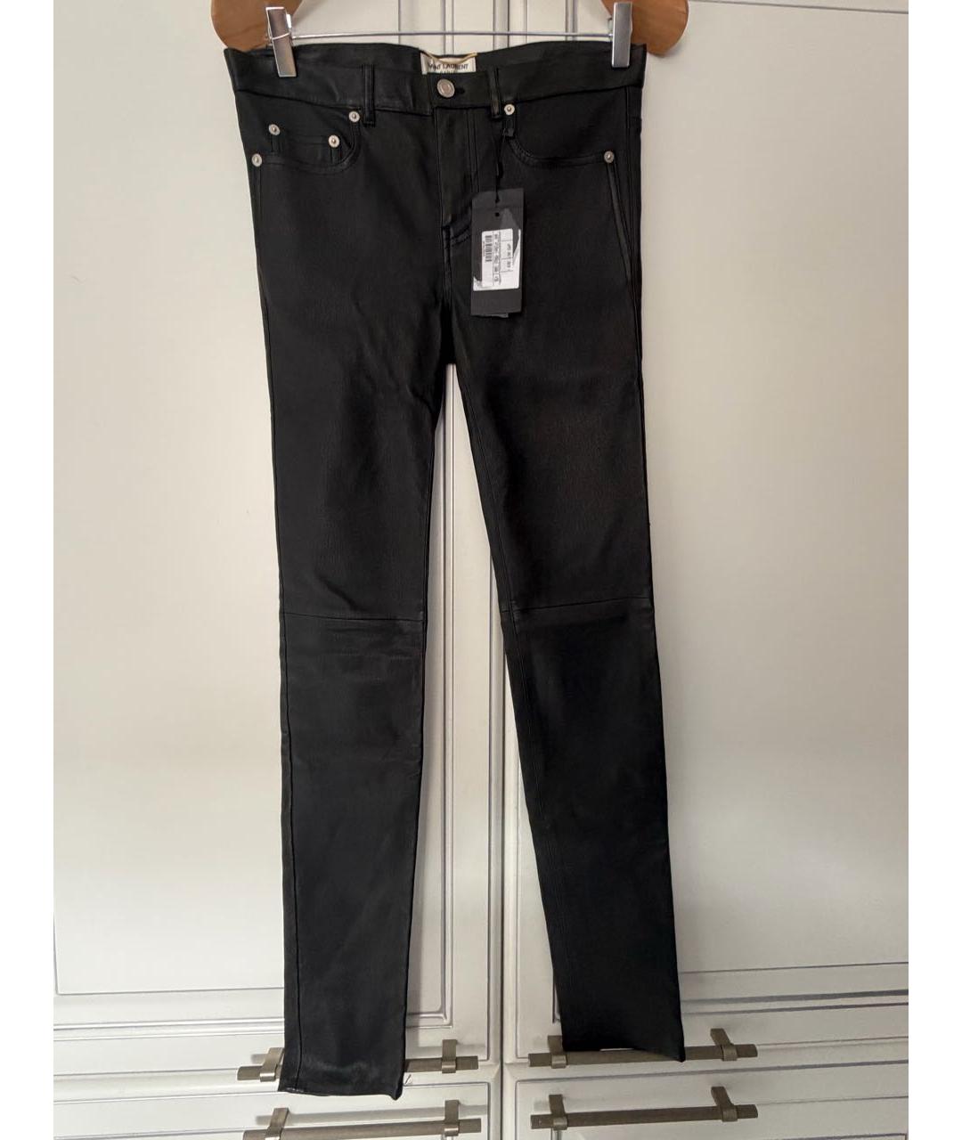 SAINT LAURENT Черные кожаные леггинсы и велосипедки, фото 9