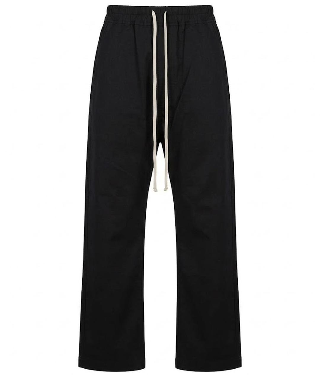 RICK OWENS Черные хлопковые прямые брюки, фото 1