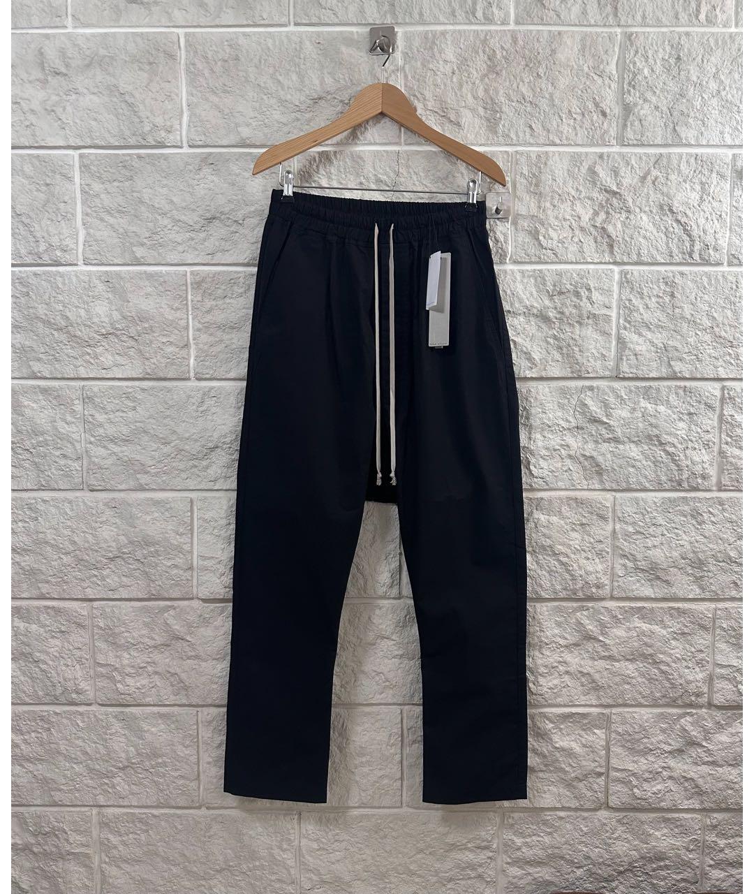 RICK OWENS Черные хлопковые прямые брюки, фото 2